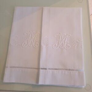 Linen Hand towels Monogram "M"